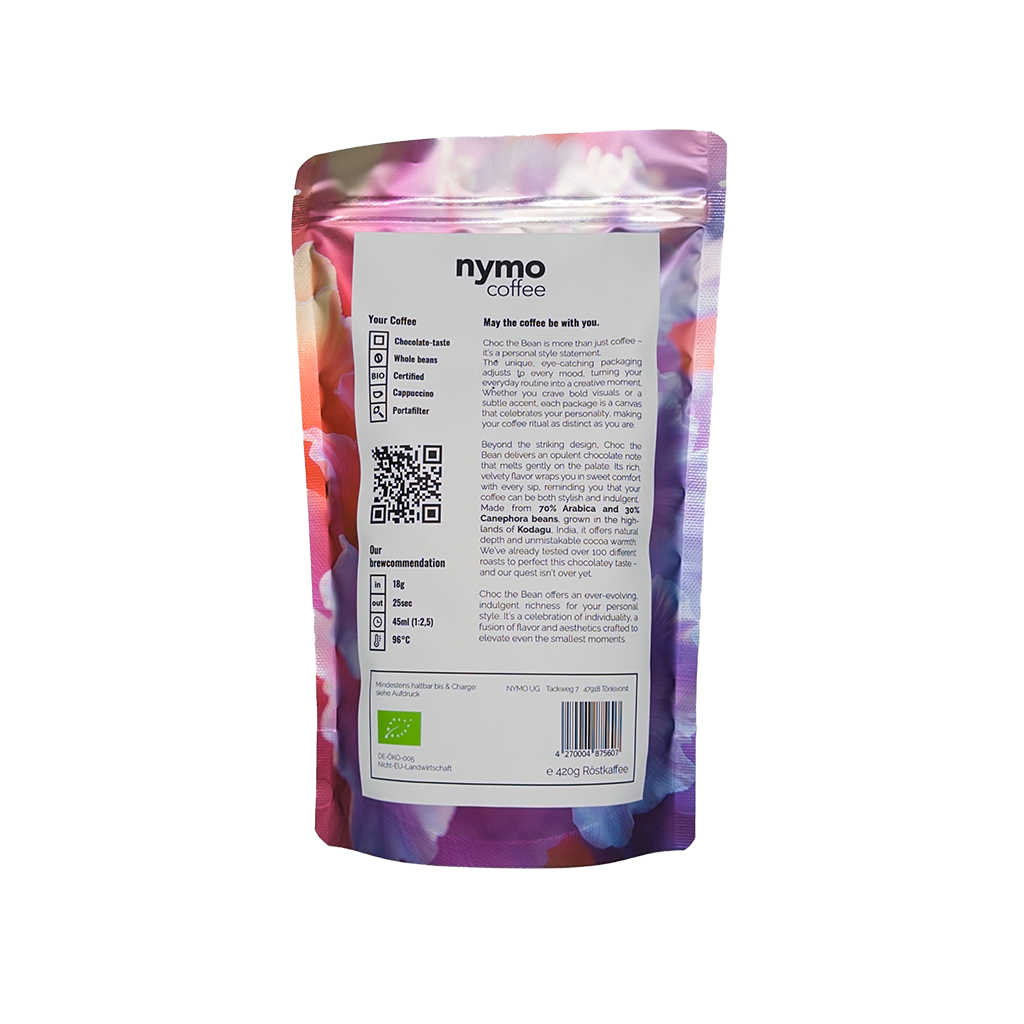 Lilac Flare - Bio Kaffee ganze Bohnen 420g, Arabica Robusta Blend, dunkle Schokolade Haselnuss