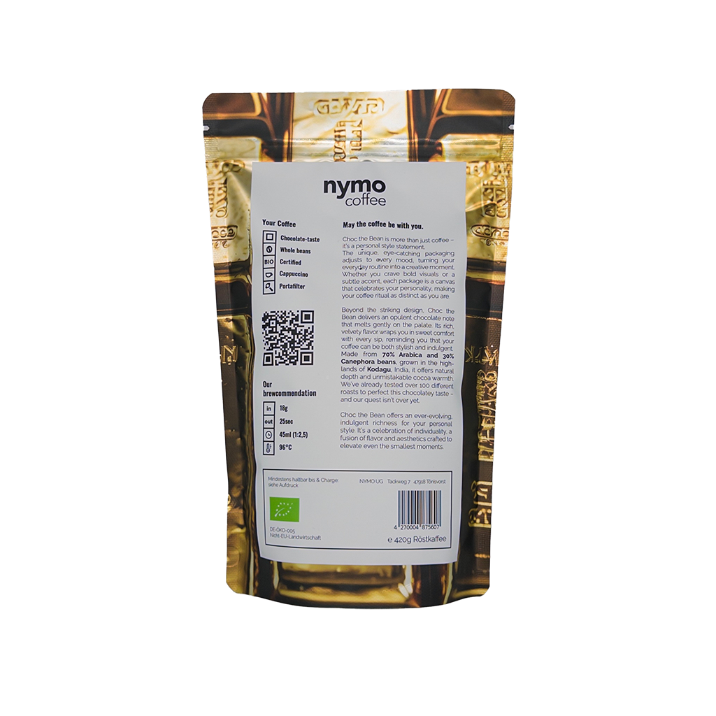 Treasure Sheen - Bio Kaffee ganze Bohnen 420g, Arabica Robusta Blend, dunkle Schokolade Haselnuss